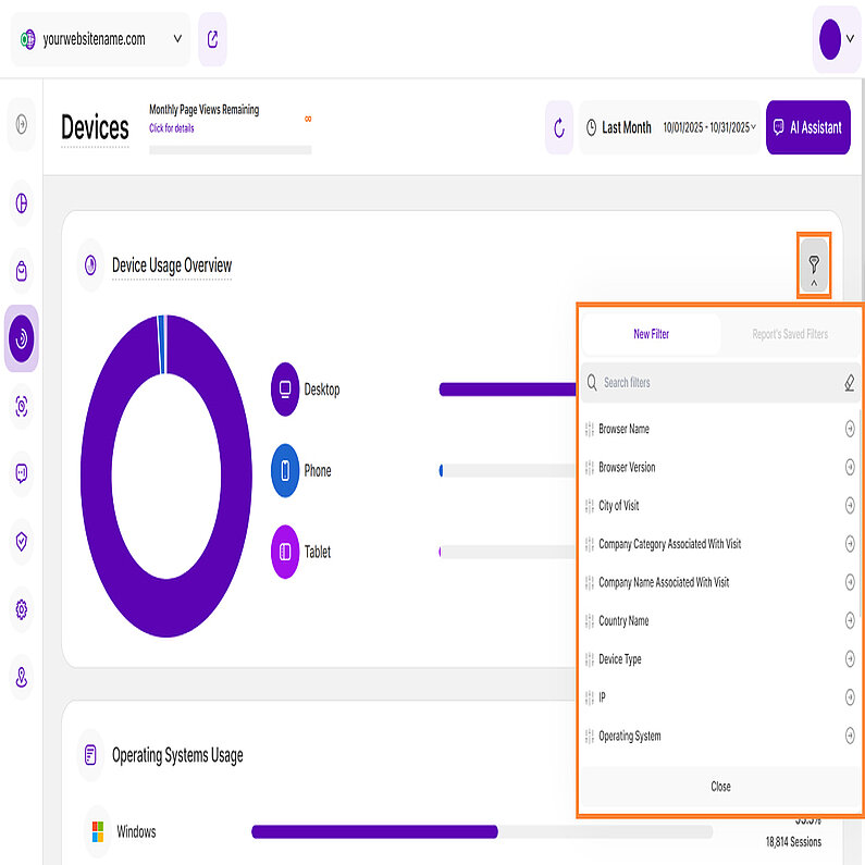 Filters for Device Analysis