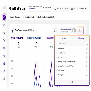 Filtering website data