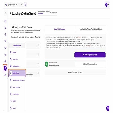 Website Settings Tracking Code
