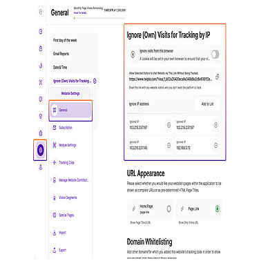Website Settings Ignore Own Visits